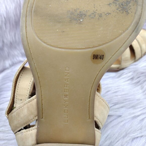 Lucky Brand Womens Junnah Leather Block Heel Sandals Size 9 Brown Ankle Strap - Picture 8 of 9